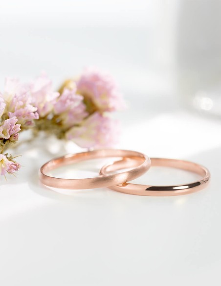Anillo de boda clásico 2mm oro satinado Rosa 18k | RD20RS00