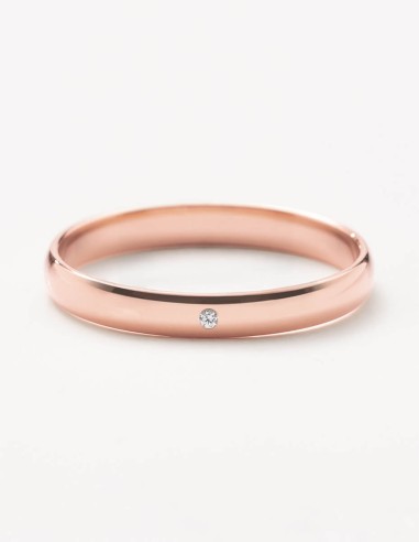 Anillo de boda clásico 3 mm oro rosa y un diamante de laboratorio de 0.015ct. | RD30RP1D